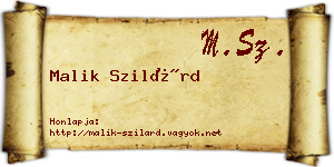 Malik Szilárd névjegykártya